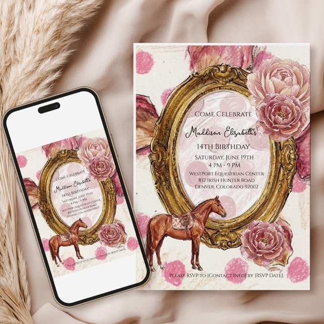 Elegant Hunter’s Equestrian Birthday Invitation (Creator Uploaded)