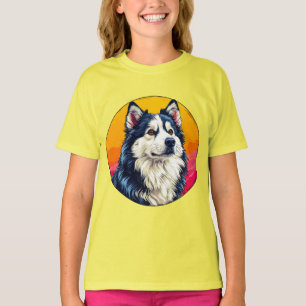 Elegant Husky Portrait with Vibrant Sunset T-Shirt