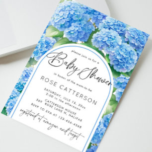 Elegant Hydrangea Blue Flowers Boy Baby Shower  Invitation