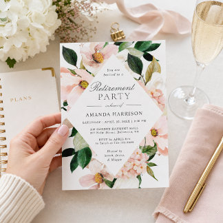 Elegant Hydrangea Blush Floral Retirement Party Invitation