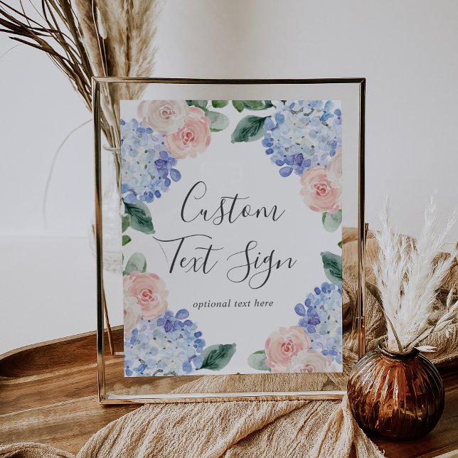 Elegant Hydrangea Cards & Gifts Custom Text Sign (Creator Uploaded)