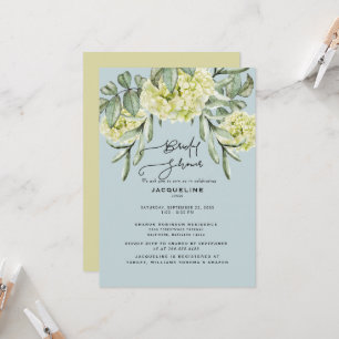 Elegant Hydrangea Dusty Blue Bridal Shower Invitation