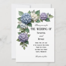 Elegant Hydrangea Floral Corner Wedding Invitation