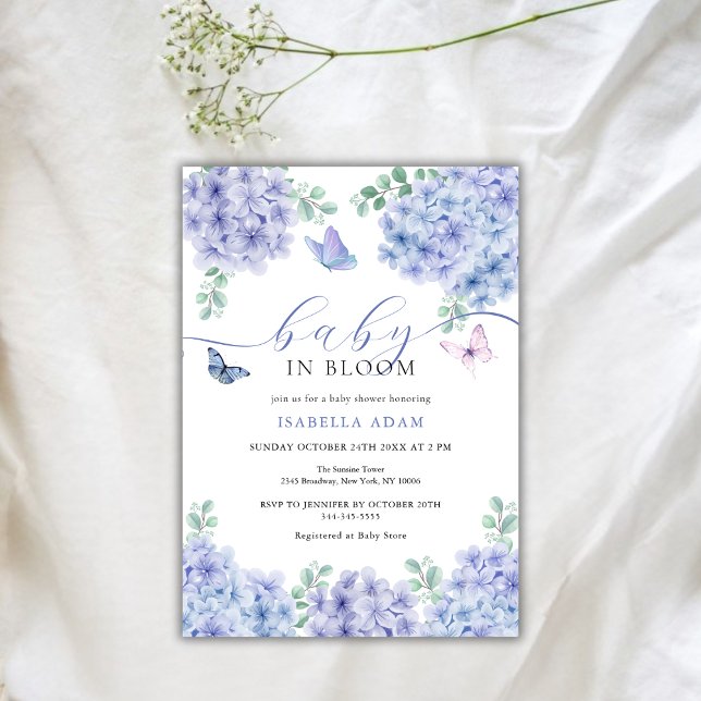 Elegant Hydrangea Floral Garden Baby Shower Invitation (Elegant Hydrangea Floral Garden Baby Shower Invitation)