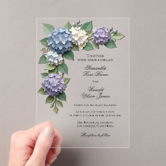 Elegant Hydrangea Flowers Acrylic Wedding Invitations