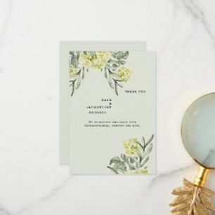 Elegant Hydrangea Mint Wedding Thank You Monogram Card