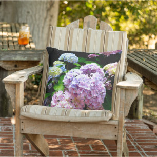 Elegant hydrangea pink blue purple floral cushion