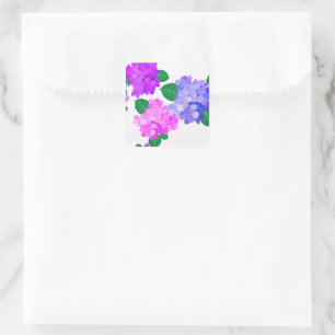 Elegant Hydrangea Pink Purple Flowers Bouquet Square Sticker
