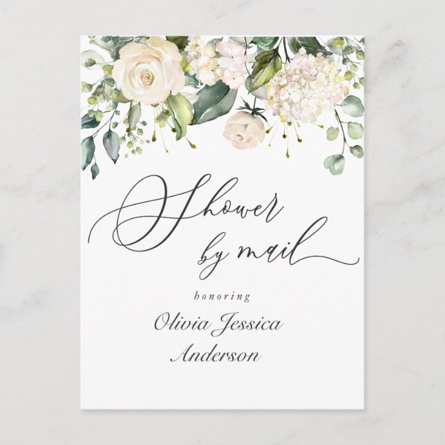 Elegant Hydrangea Roses Bridal Shower By Mail Postcard (Front)