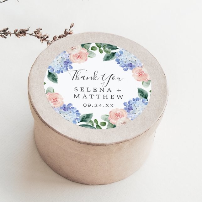Elegant Hydrangea Thank You Wedding Favour Sticker (Creator Uploaded)