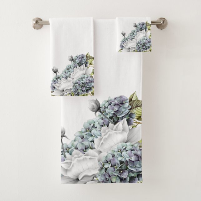 Elegant Hydrangeas Bathroom Towel Set (Insitu)