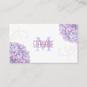 Elegant Hydrangeas Monogram Business Card