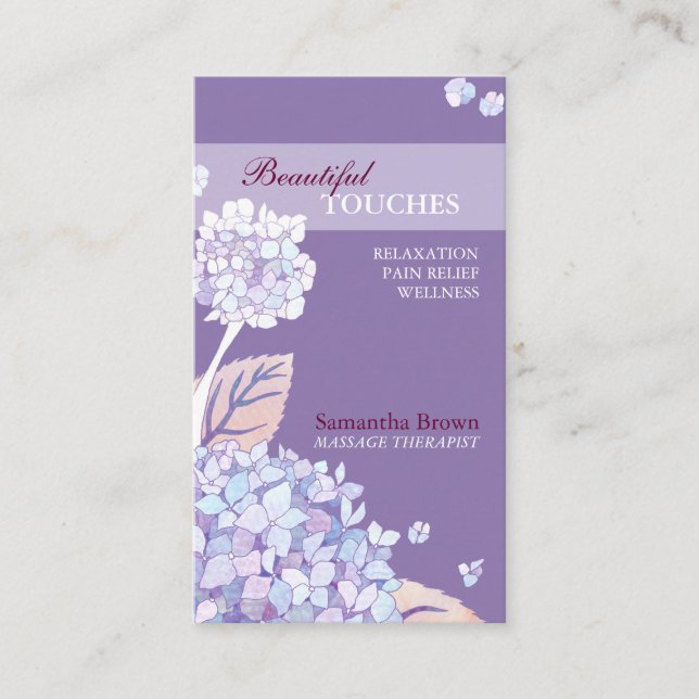 Elegant Hydrangeas Spa Salon Business Card (Front)