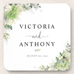 Elegant Hydrangeas Square Wedding Coaster