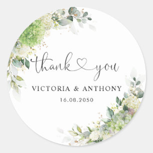 Elegant Hydrangeas Wedding Classic Round Sticker