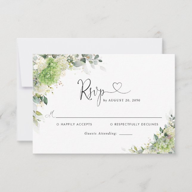 Elegant Hydrangeas Wedding RSVP Card (Front)