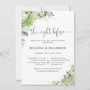 Elegant Hydrangeas Wedding The Night Before Invitation