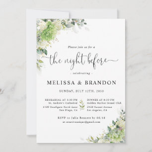 Elegant Hydrangeas Wedding The Night Before Invitation