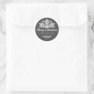 elegant hygge merry christmas classic round sticker