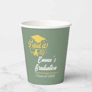ELegant I did it Success Graduation Party Paper Cups
