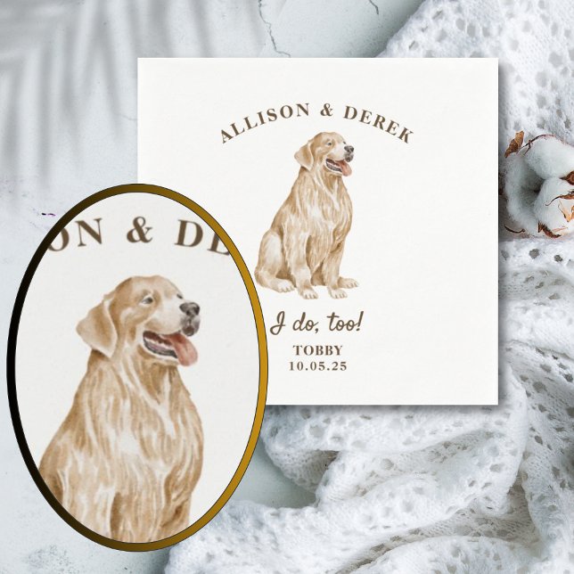 Elegant I Do Too Retriever Dog Cocktail Wedding Napkin (Creator Uploaded)