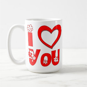 Elegant I Love You Ceramic Minimalist Red Coffee Mug