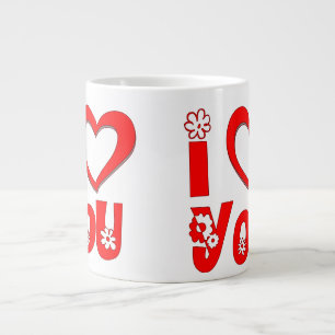 Elegant I Love You Ceramic Minimalist Red Large Coffee Mug