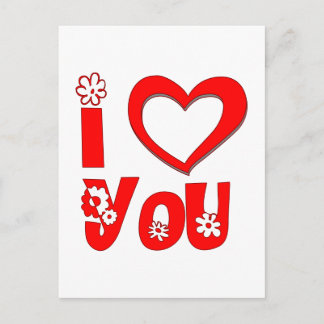 Elegant I Love You | Minimalist Red Holiday Postcard