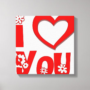 Elegant I Love You Throw Pillow Minimalist Red Canvas Print