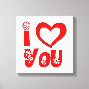 Elegant I Love You Throw Pillow Minimalist Red Canvas Print
