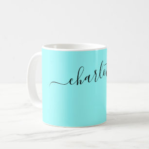 Elegant Ice Blue Colour Modern Name Personalised Coffee Mug