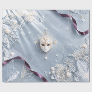 Elegant Ice Blue Masquerade Christmas Wrapping Pap Paper