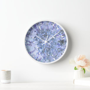 Elegant ice blue mosaic clock