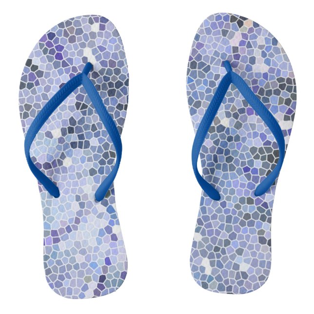 Elegant ice blue mosaic, modern jandals (Footbed)