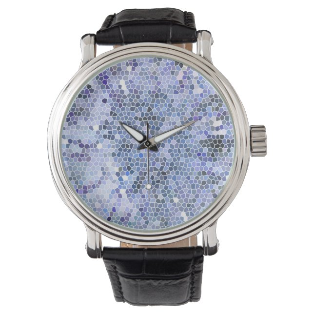 Elegant ice blue mosaic, modern watch (Front)