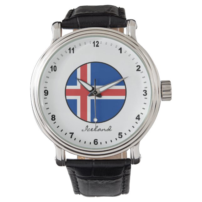 Elegant Iceland Watch & Icelandic Flag (Front)