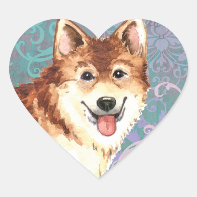 Elegant Icelandic Sheepdog Heart Sticker (Front)