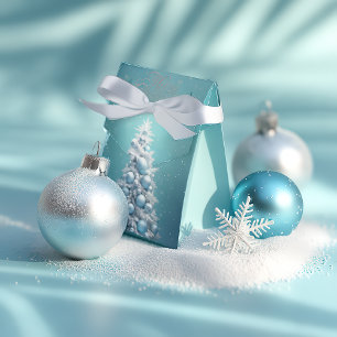 Elegant Icy Blue & White Christmas Favour Boxes