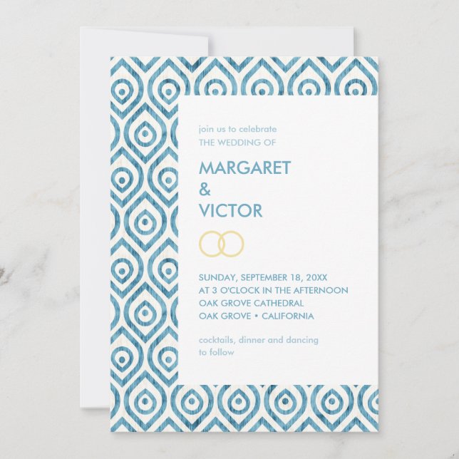Elegant Ikat pattern Wedding Invitation (Front)