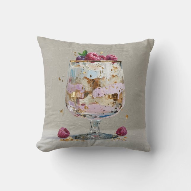 Elegant Impasto Raspberry Dessert  Cushion (Front)