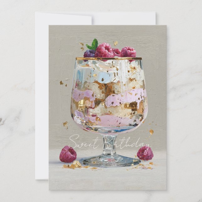 Elegant Impasto Raspberry Dessert   Invitation (Front)