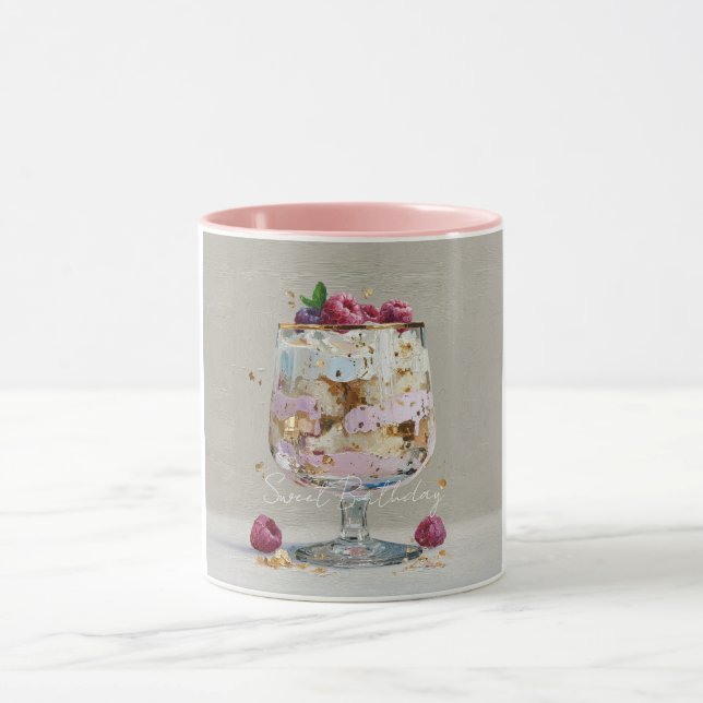 Elegant Impasto Raspberry Dessert Sweet Birthday   Mug (Center)