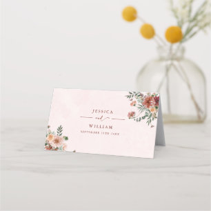 Elegant in Autumn Pink Tones Wedding Place Card