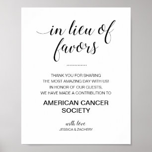 Elegant In Lieu Of Favours Donation Wedding Sign