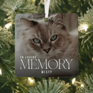 Elegant In Loving Memory Cat Photo Keepsake Metal Tree Decoration