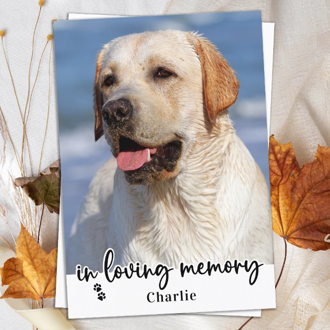 Elegant In Loving Memory Dog Pet Memorial Photo Thank You Card (Creator Uploaded)