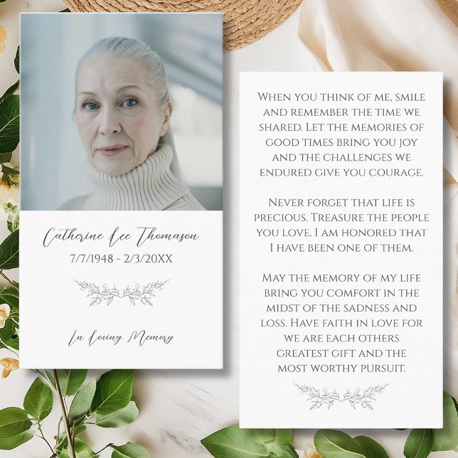 Elegant In Loving Memory Floral Photo Prayer Card (Elegant In Loving Memory Floral Photo Prayer Card
)