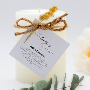 Elegant In Loving Memory, Memorial Candle Favour Tags