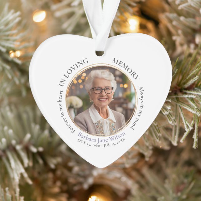 Elegant In Loving Memory Memorial Funeral Keepsake Ornament (Tree)