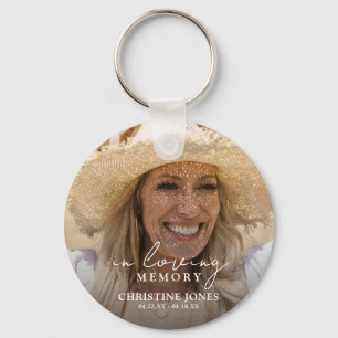 Elegant In Loving Memory Memorial Tribute Photo Key Ring